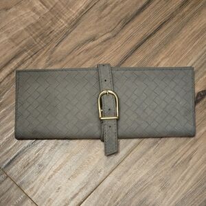 Vintage Gray Suede Woven Jewelry Travel Bag - Made In Italy